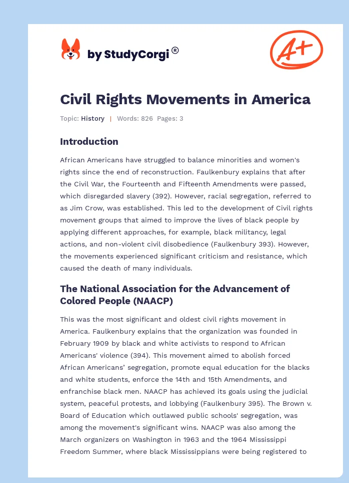 Civil Rights Movements in America. Page 1