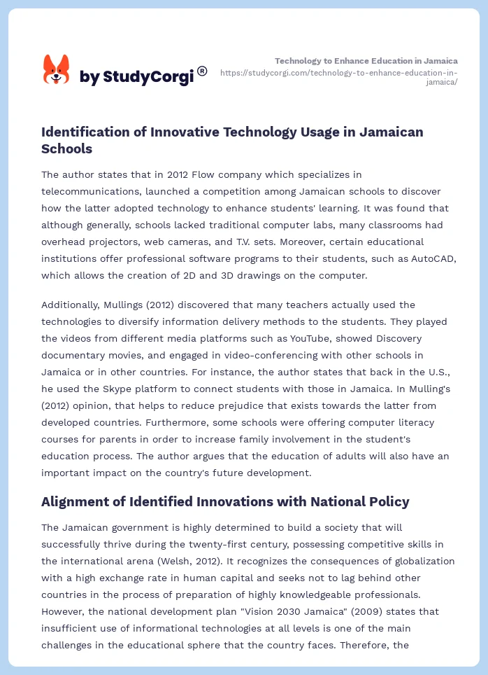 Technology to Enhance Education in Jamaica. Page 2