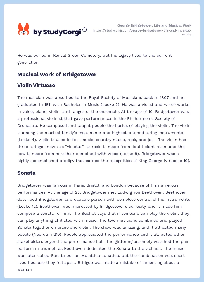 George Bridgetower: Life and Musical Work. Page 2