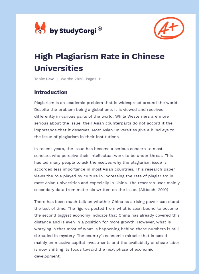 High Plagiarism Rate in Chinese Universities. Page 1
