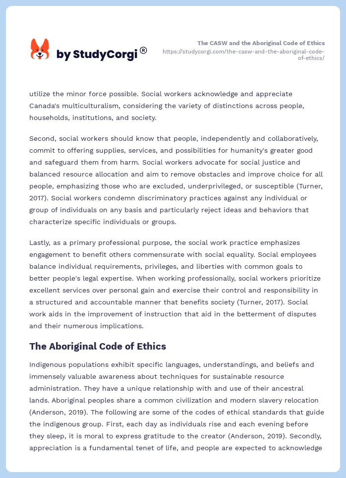 The CASW and the Aboriginal Code of Ethics. Page 2