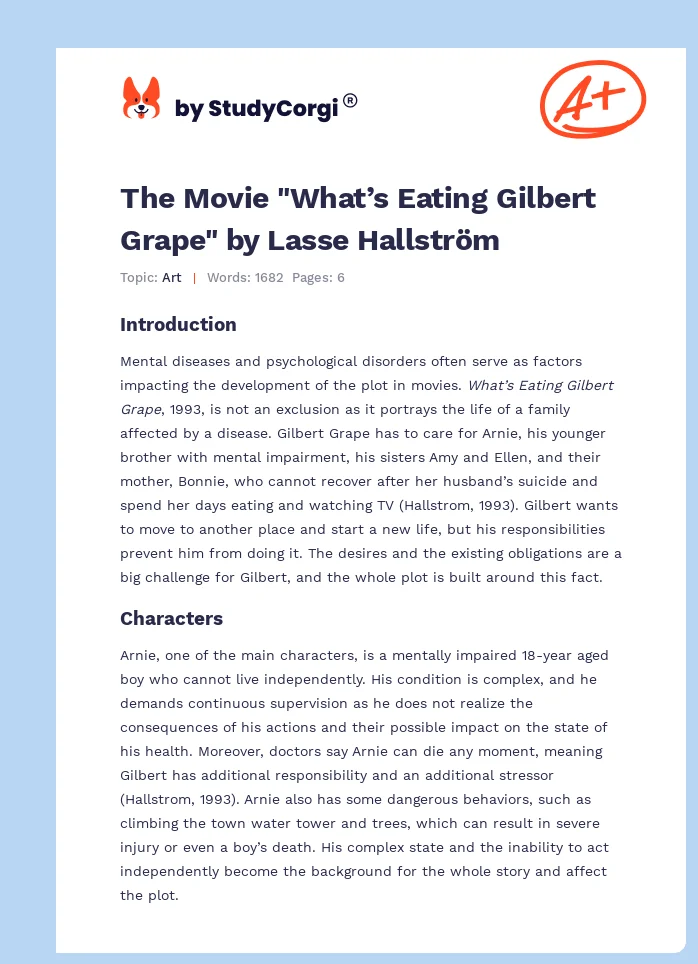 The Movie "What’s Eating Gilbert Grape" by Lasse Hallström. Page 1