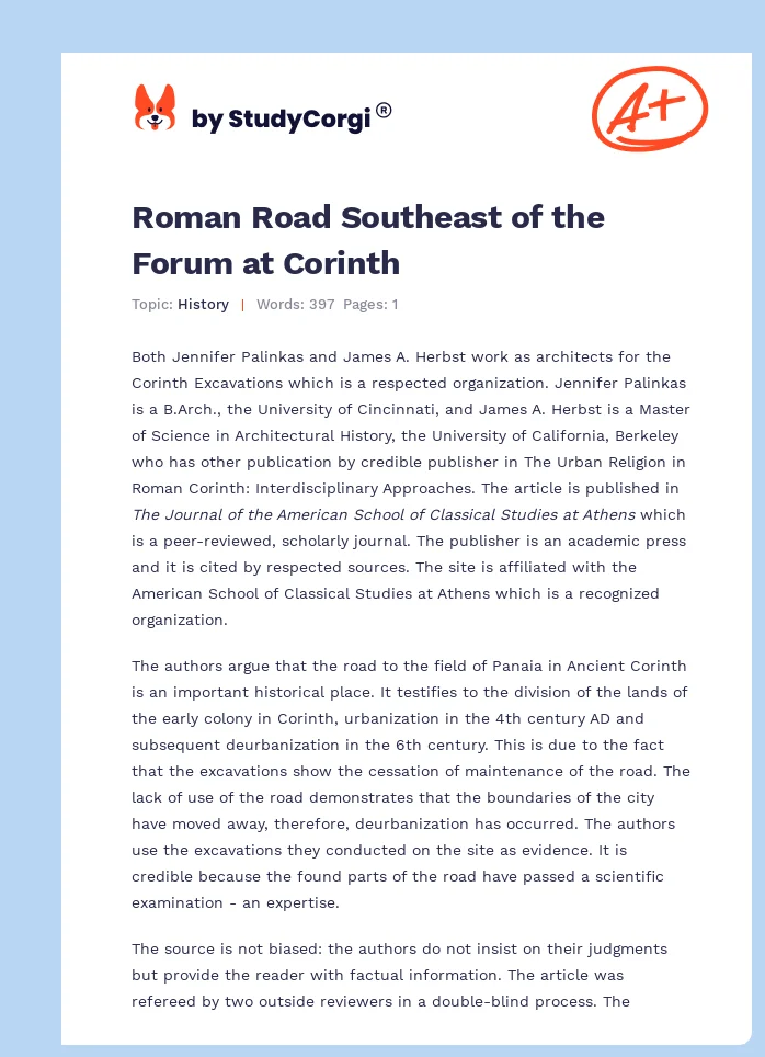 Roman Road Southeast of the Forum at Corinth. Page 1