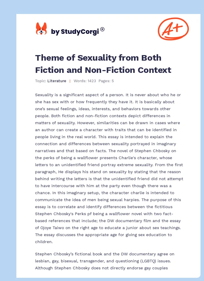 Theme of Sexuality from Both Fiction and Non-Fiction Context. Page 1