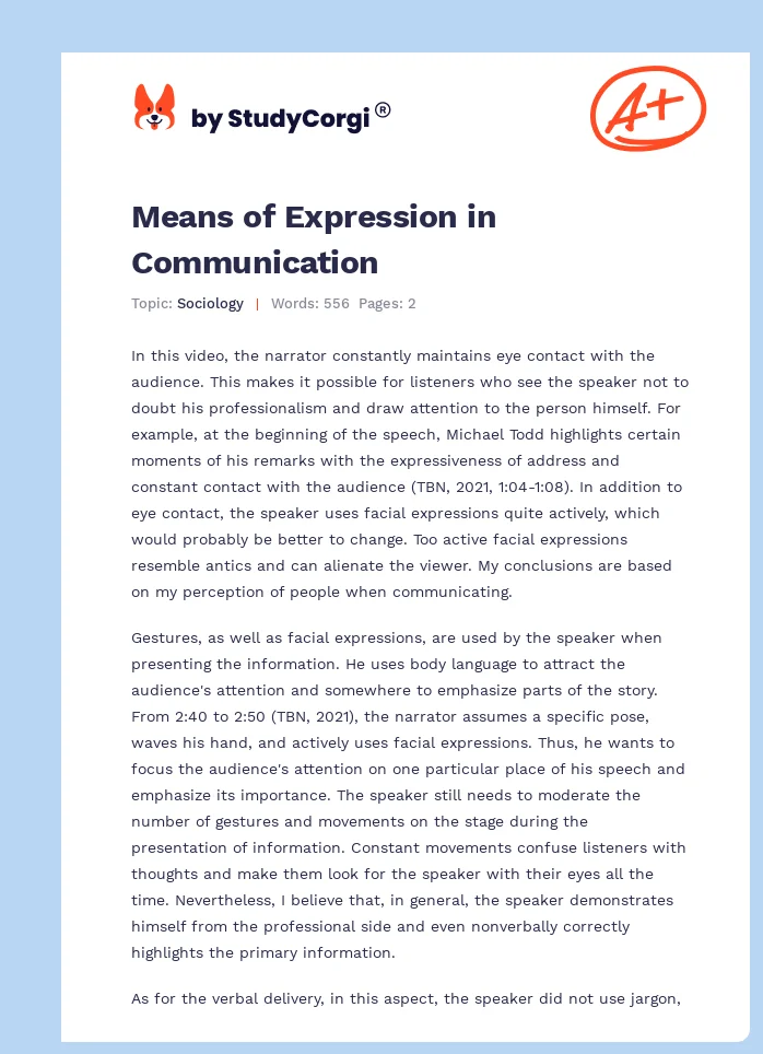 Means of Expression in Communication. Page 1