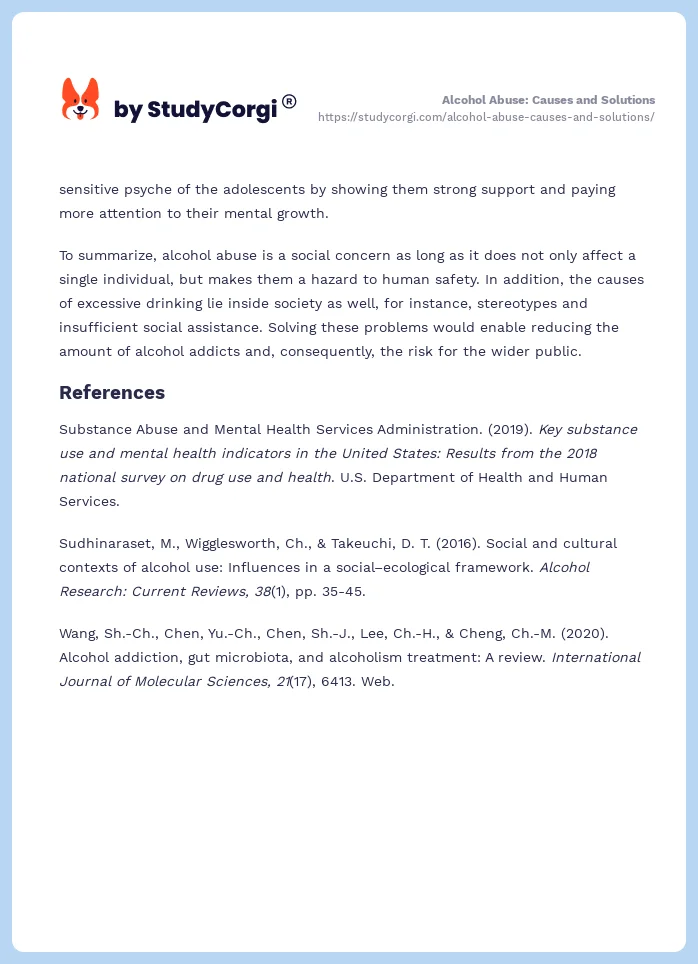 Alcohol Abuse: Causes and Solutions. Page 2