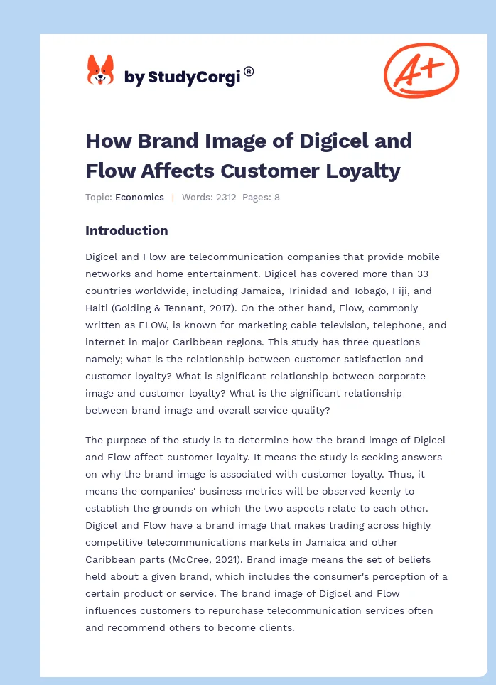 How Brand Image of Digicel and Flow Affects Customer Loyalty. Page 1