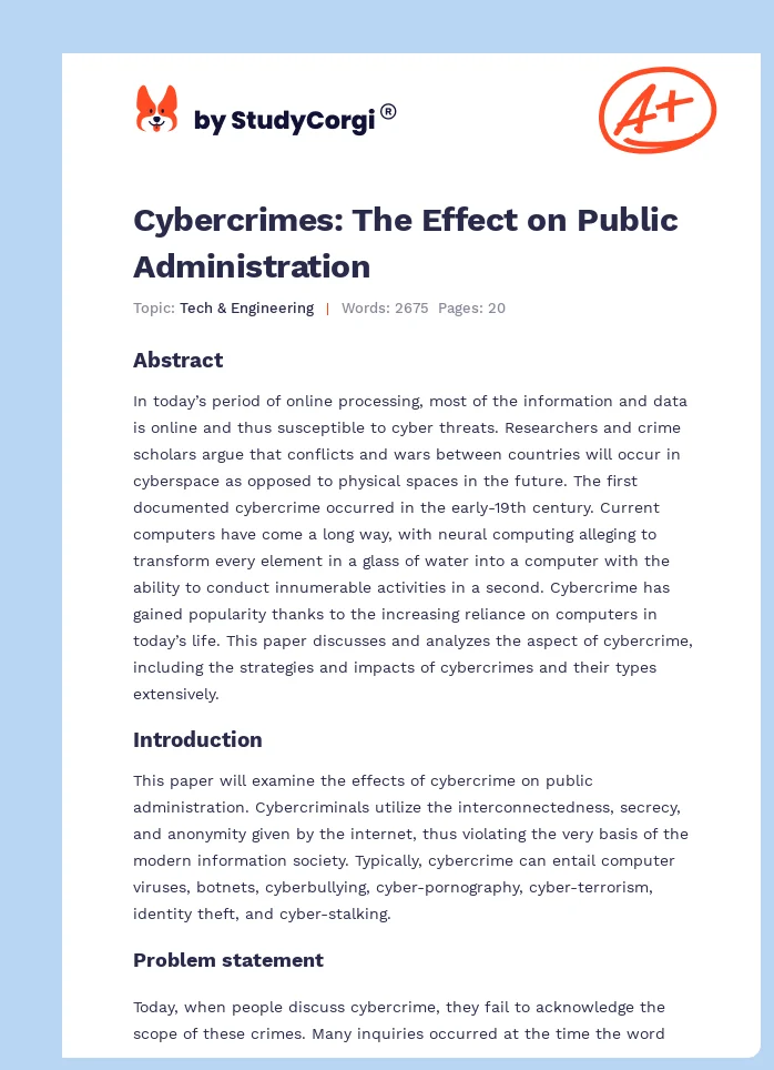 Cybercrimes: The Effect on Public Administration. Page 1