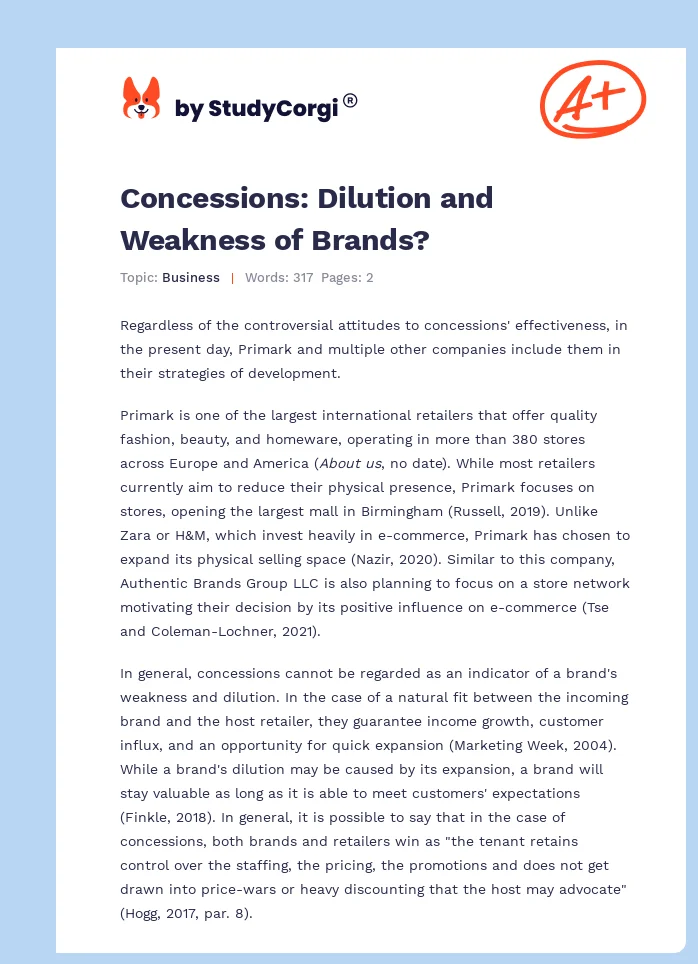 Concessions: Dilution and Weakness of Brands?. Page 1