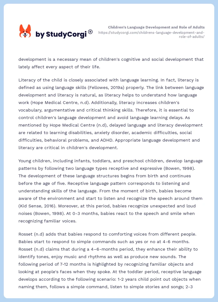 Children’s Language Development and Role of Adults. Page 2
