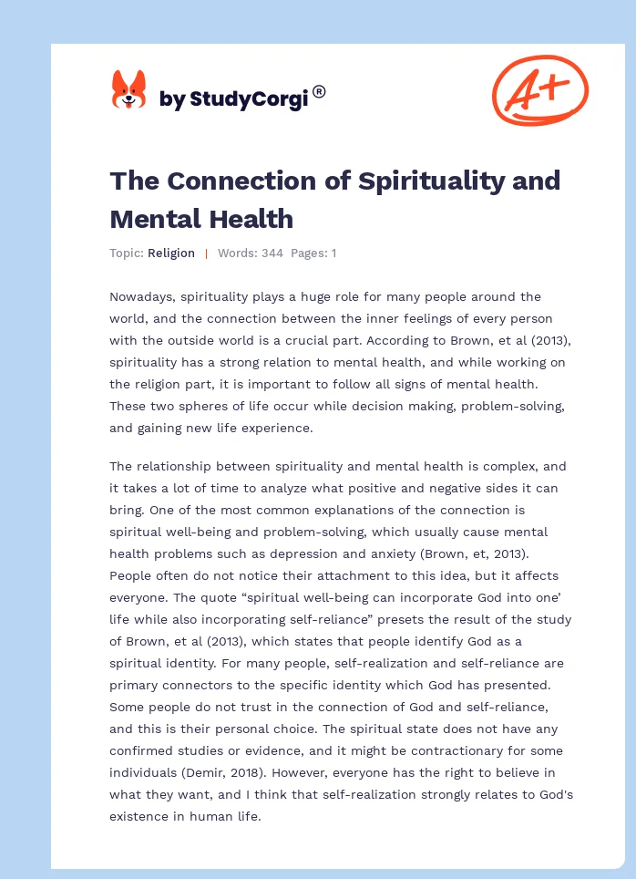 Spirituality and Mental Health. Page 1