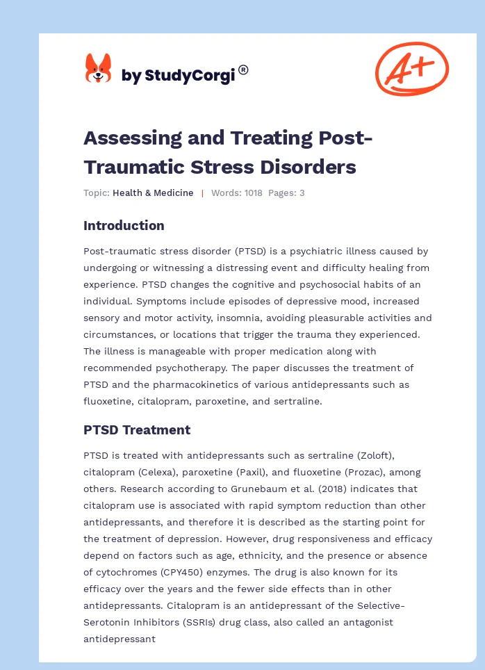 Assessing and Treating Post-Traumatic Stress Disorders. Page 1