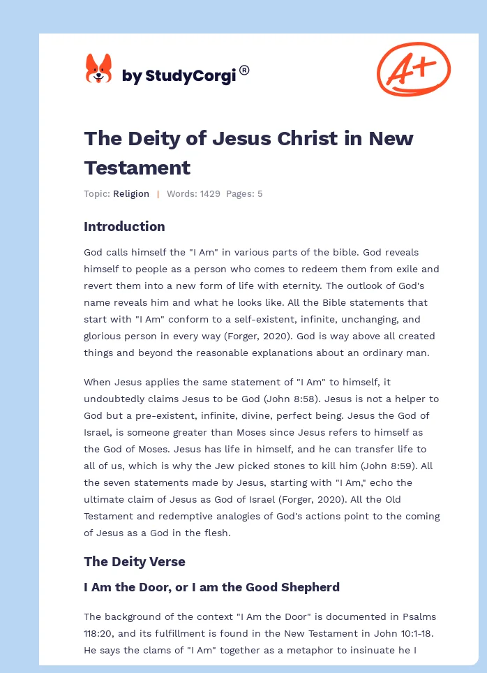 The Deity of Jesus Christ in New Testament. Page 1