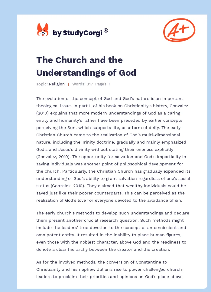 The Church and the Understandings of God. Page 1