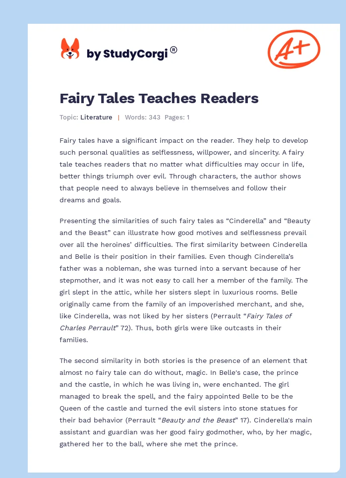 Fairy Tales Teaches Readers. Page 1