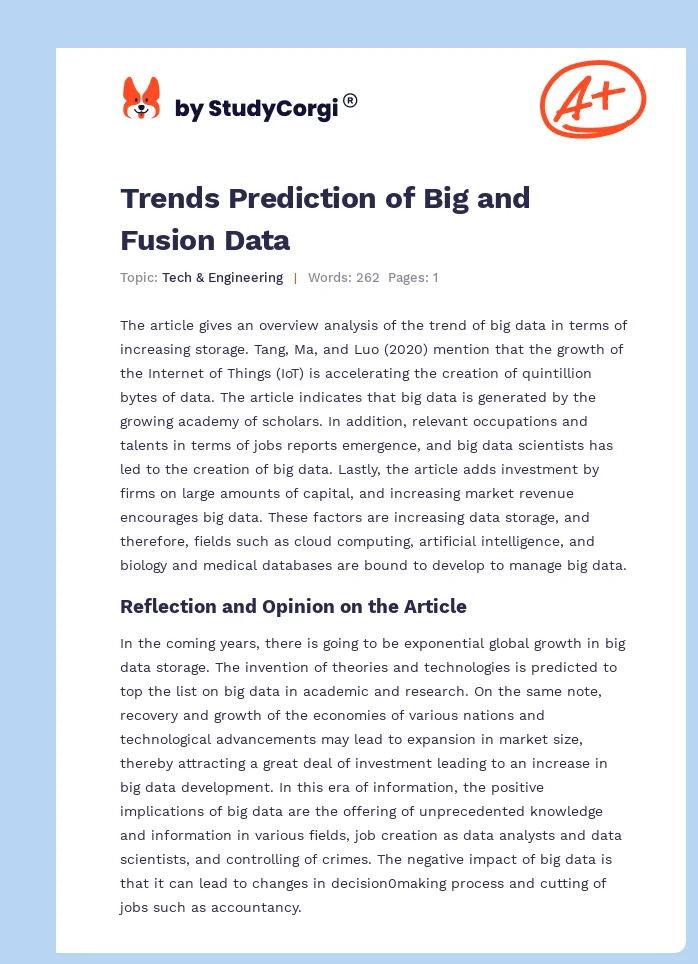 Trends Prediction of Big and Fusion Data. Page 1