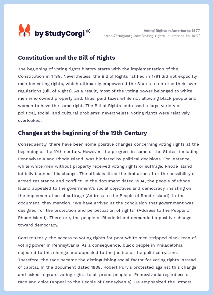 Voting Rights in America to 1877. Page 2