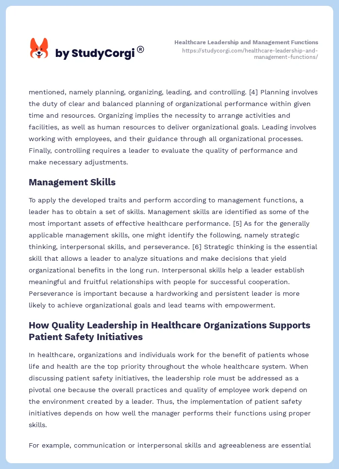 Healthcare Leadership and Management Functions. Page 2