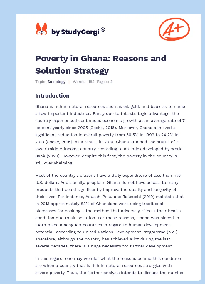 Poverty in Ghana: Reasons and Solution Strategy. Page 1