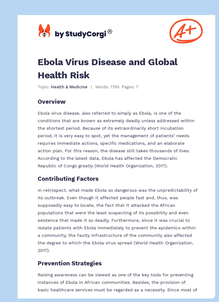 Ebola Virus Disease and Global Health Risk. Page 1