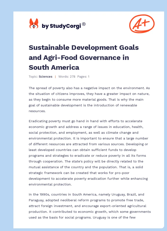 Sustainable Development Goals and Agri-Food Governance in South America. Page 1