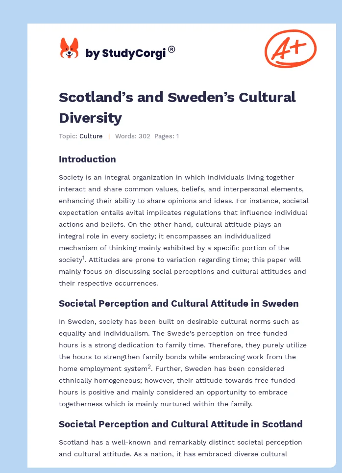 Scotland’s and Sweden’s Cultural Diversity. Page 1