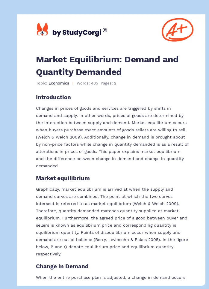 Market Equilibrium: Demand and Quantity Demanded. Page 1