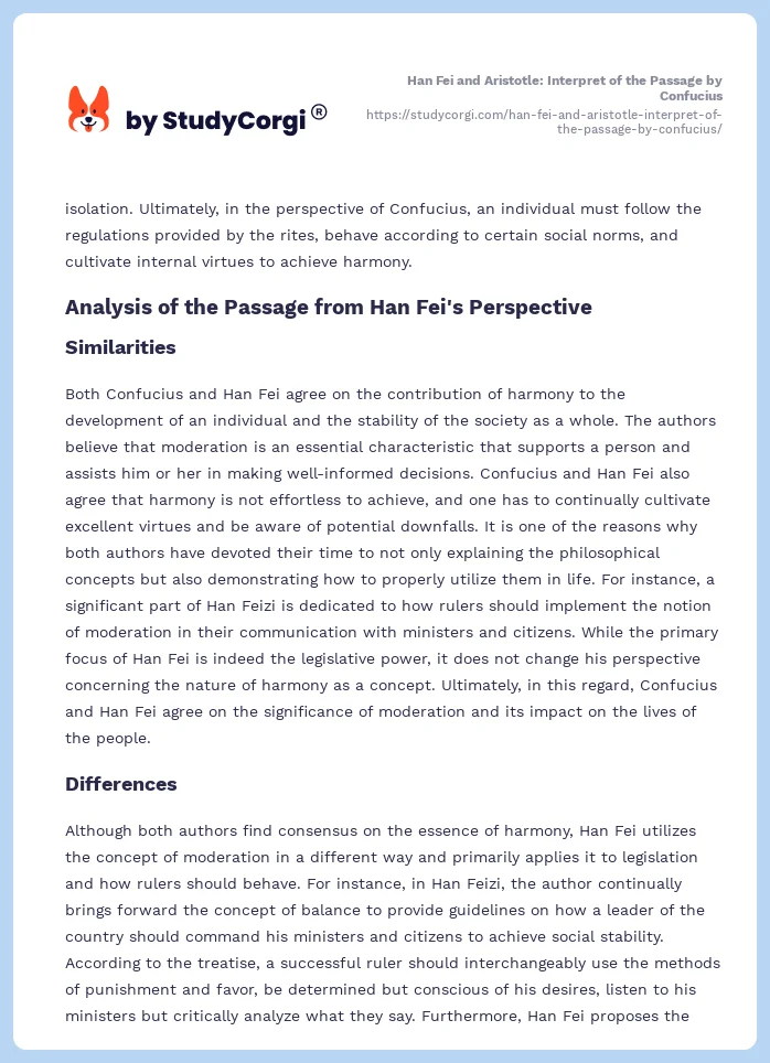 Han Fei and Aristotle: Interpret of the Passage by Confucius. Page 2