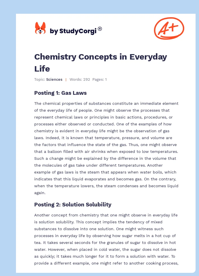 Chemistry Concepts in Everyday Life. Page 1