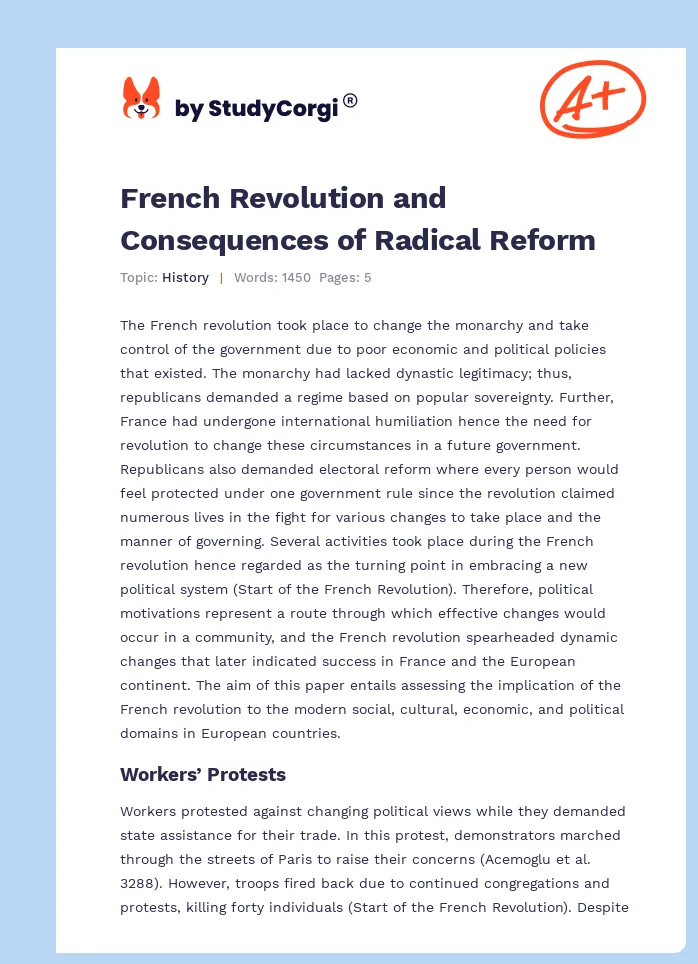 French Revolution and Consequences of Radical Reform. Page 1