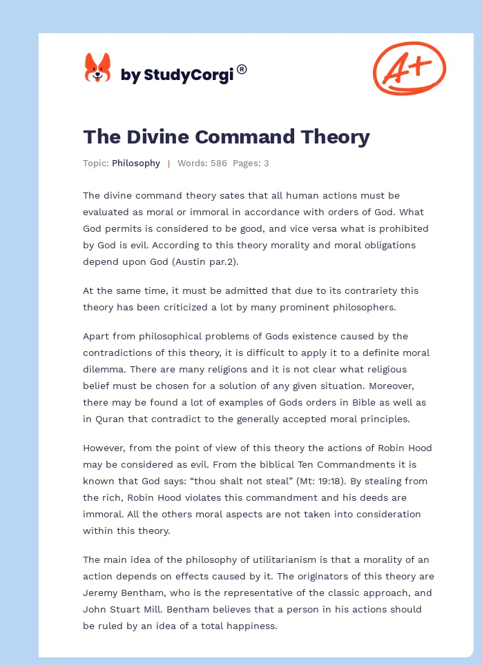 The Divine Command Theory. Page 1