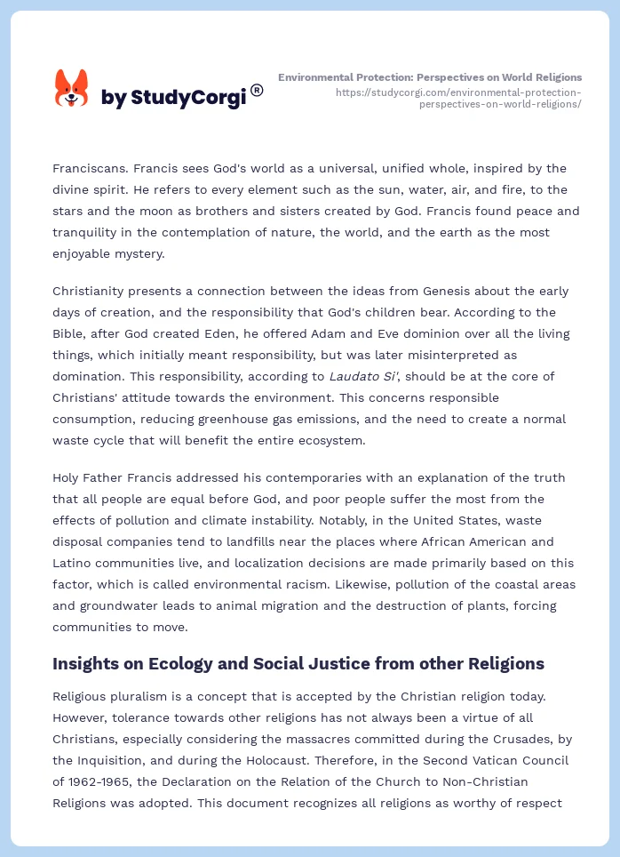 Environmental Protection: Perspectives on World Religions. Page 2