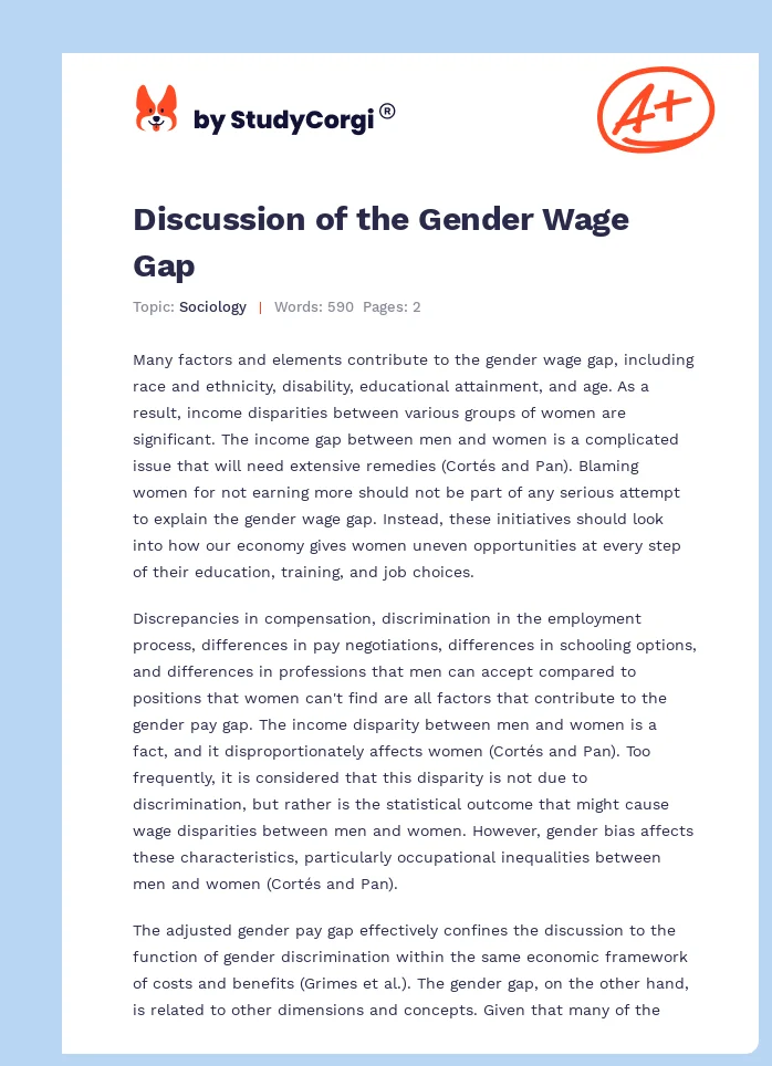essay on gender wage gap