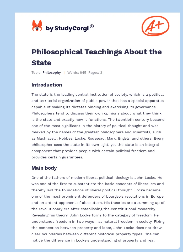 Philosophical Teachings About the State. Page 1