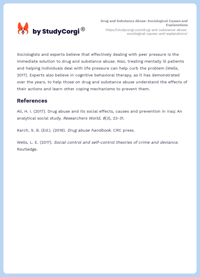 Drug and Substance Abuse: Sociological Causes and Explanations. Page 2