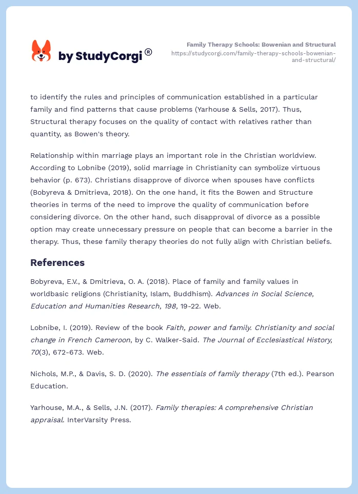 Family Therapy Schools: Bowenian and Structural. Page 2