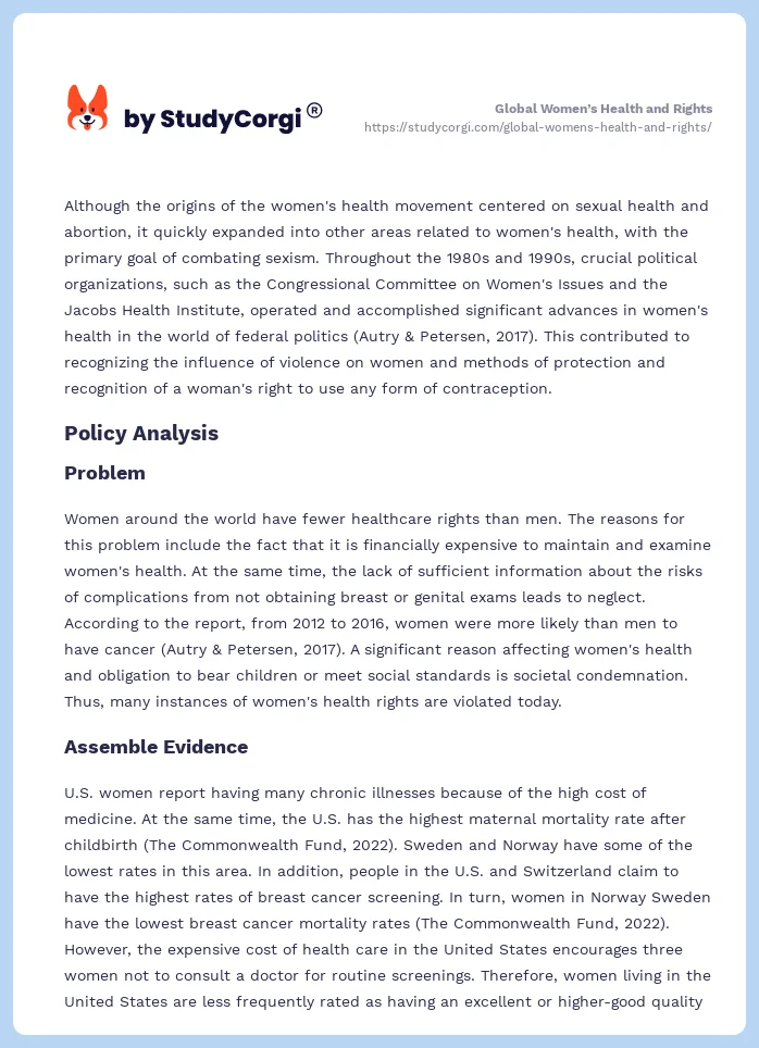 Global Women’s Health and Rights. Page 2