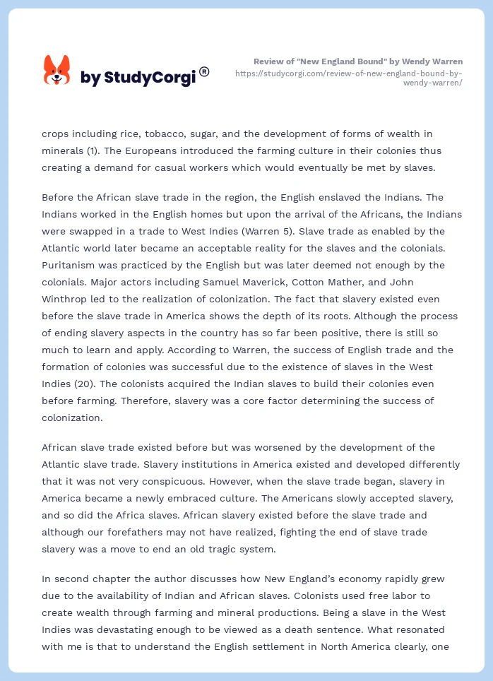 Review of "New England Bound" by Wendy Warren. Page 2