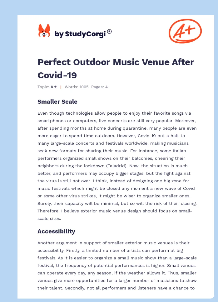 Perfect Outdoor Music Venue After Covid-19. Page 1