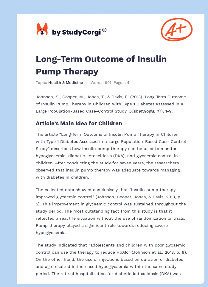 Long-Term Outcome of Insulin Pump Therapy. Page 1