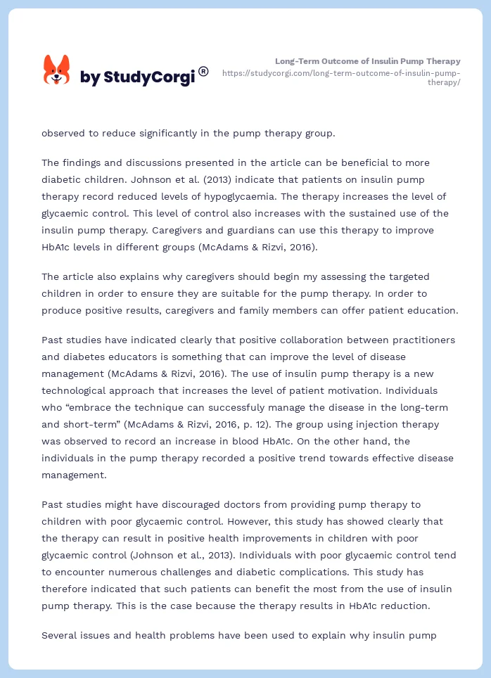 Long-Term Outcome of Insulin Pump Therapy. Page 2