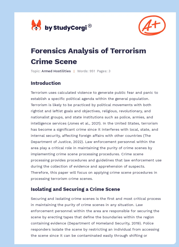 Forensics Analysis of Terrorism Crime Scene. Page 1
