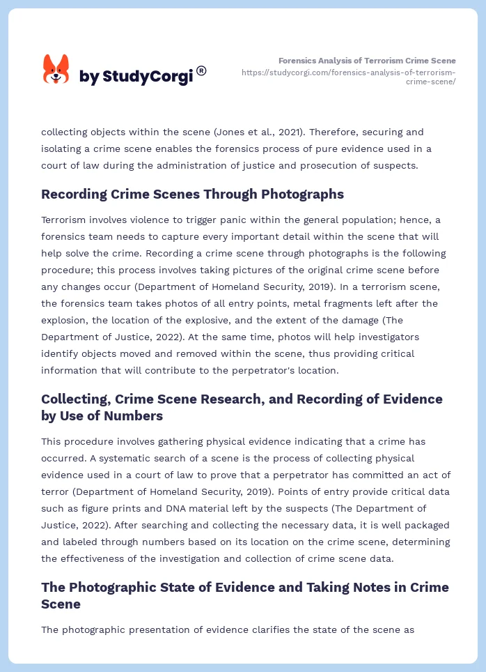 Forensics Analysis of Terrorism Crime Scene. Page 2