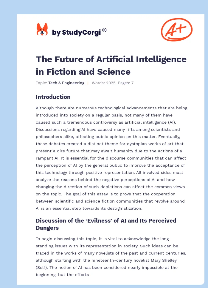 The Future of Artificial Intelligence in Fiction and Science. Page 1