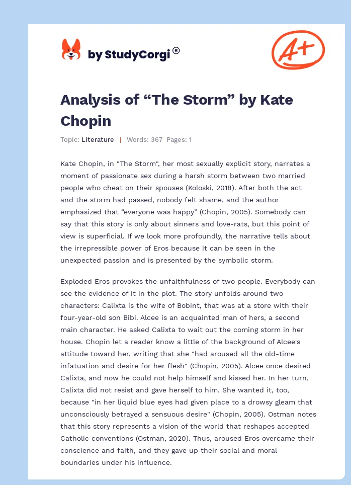 Analysis of “The Storm” by Kate Chopin. Page 1