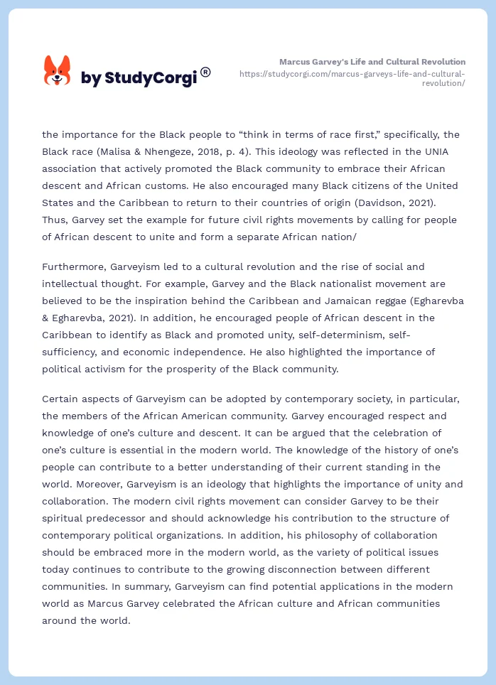 Marcus Garvey's Life and Cultural Revolution. Page 2