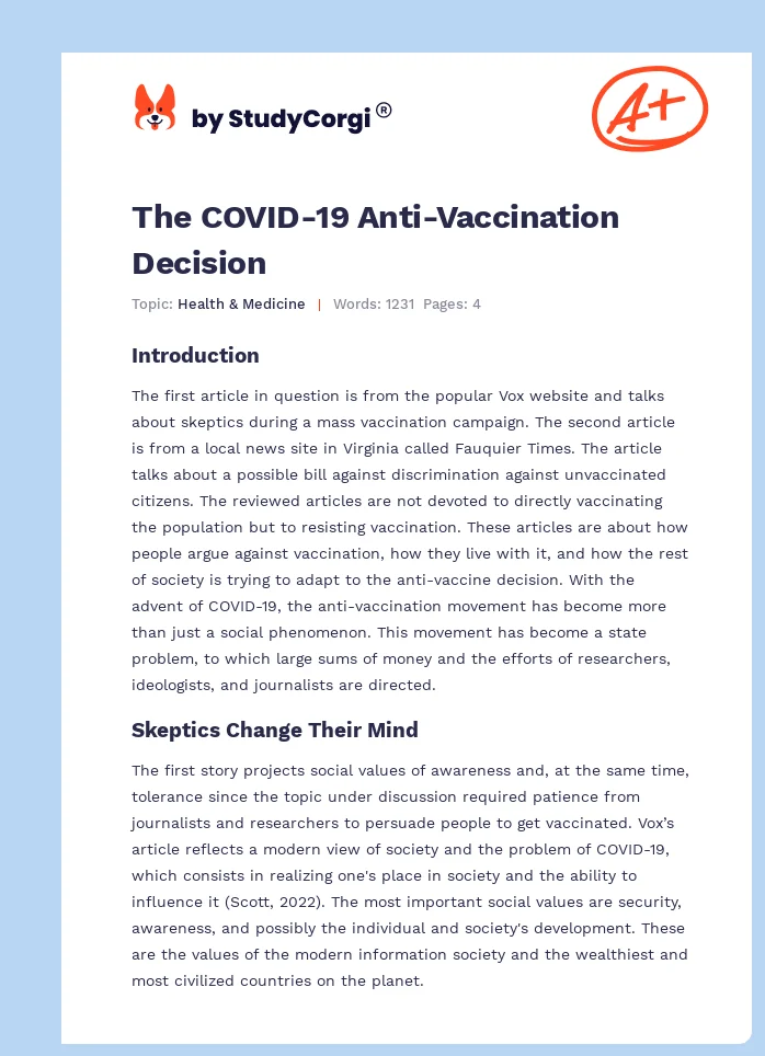 The COVID-19 Anti-Vaccination Decision. Page 1