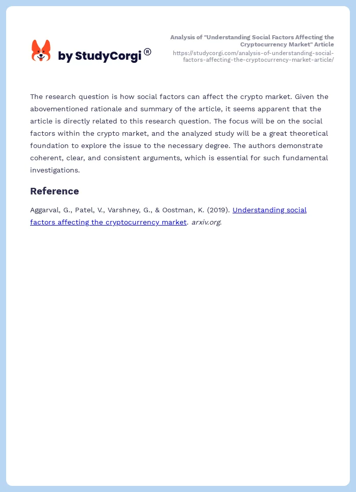 Analysis of "Understanding Social Factors Affecting the Cryptocurrency Market" Article. Page 2