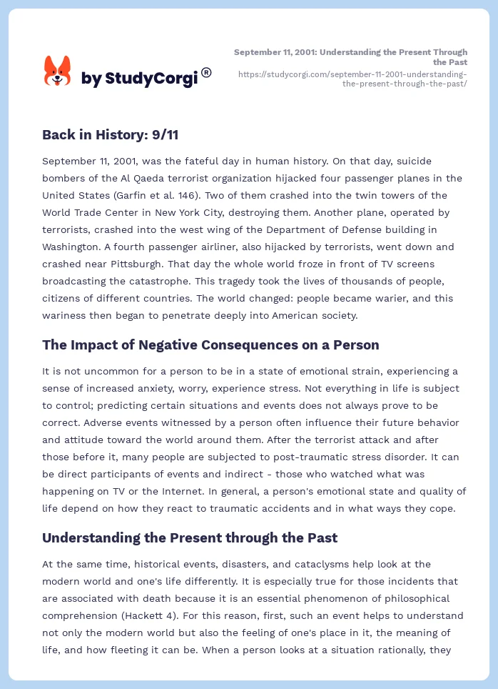 September 11, 2001: Understanding the Present Through the Past. Page 2
