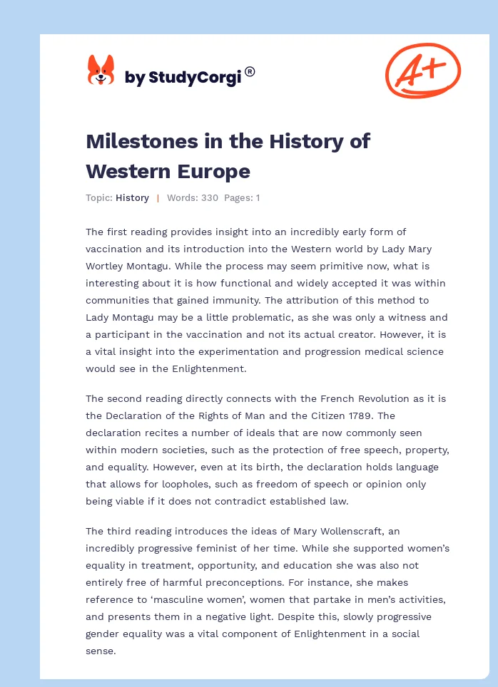Milestones in the History of Western Europe. Page 1